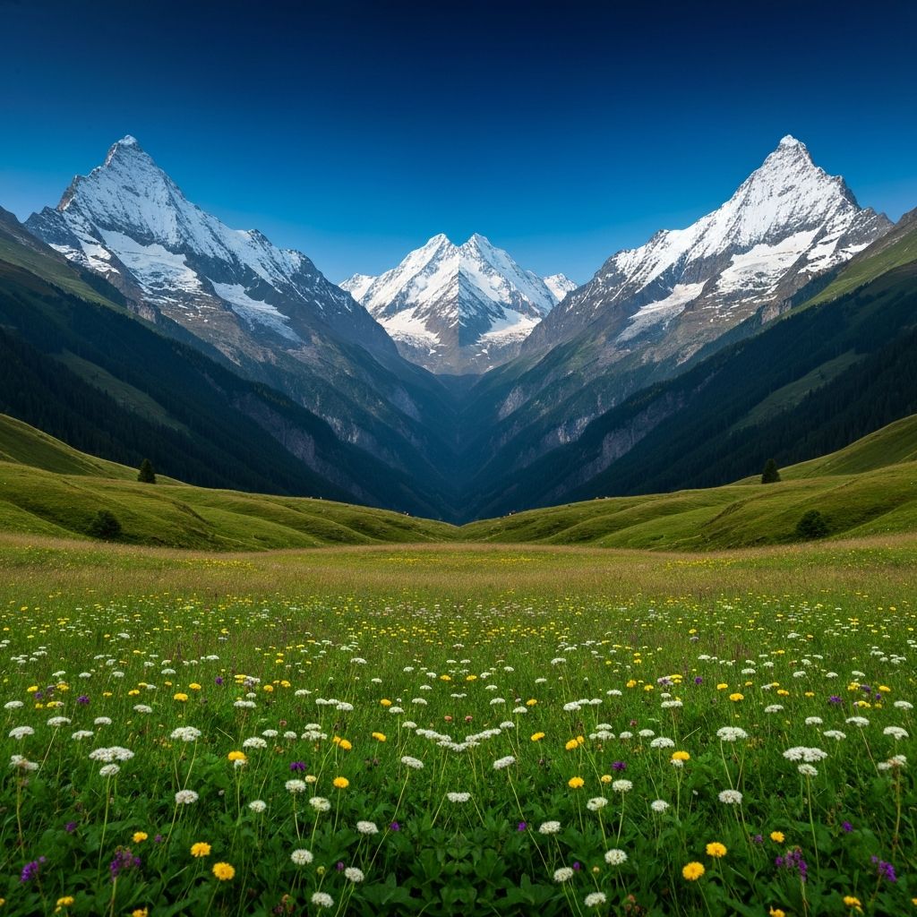 Symmetrische Schweizer Alpenlandschaft